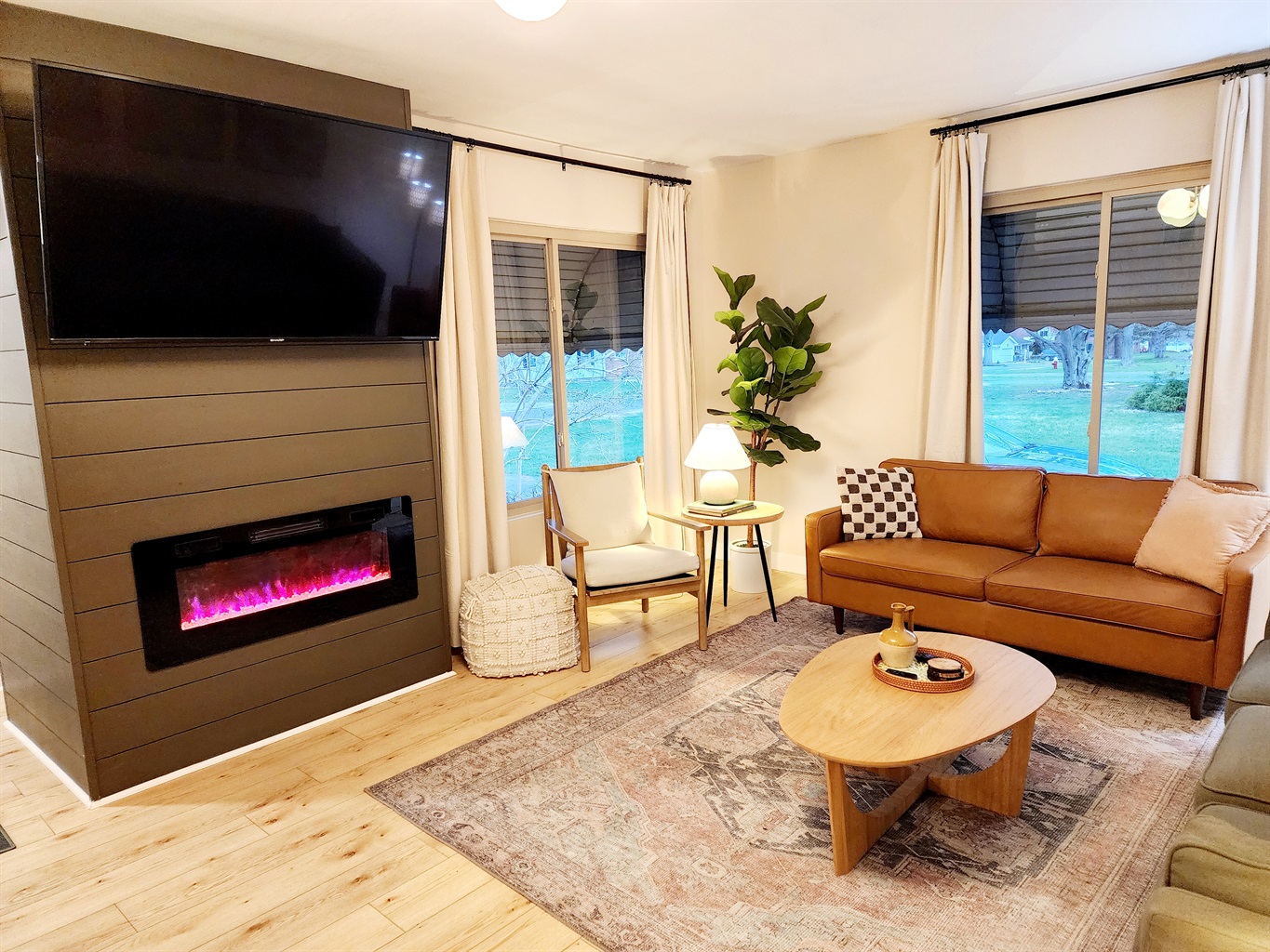 Living space with a 55" smart tv