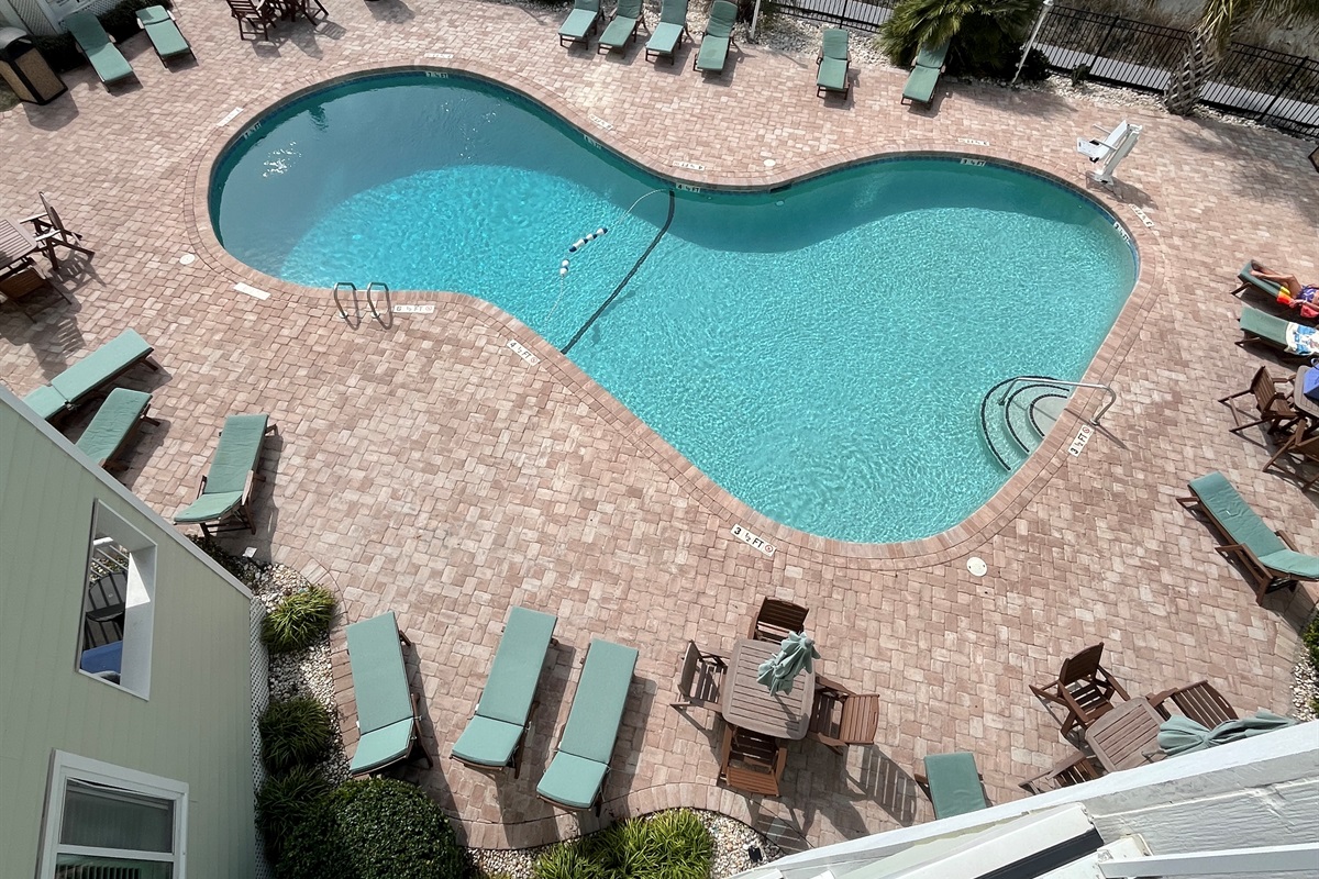 Outdoor pool view from balcony