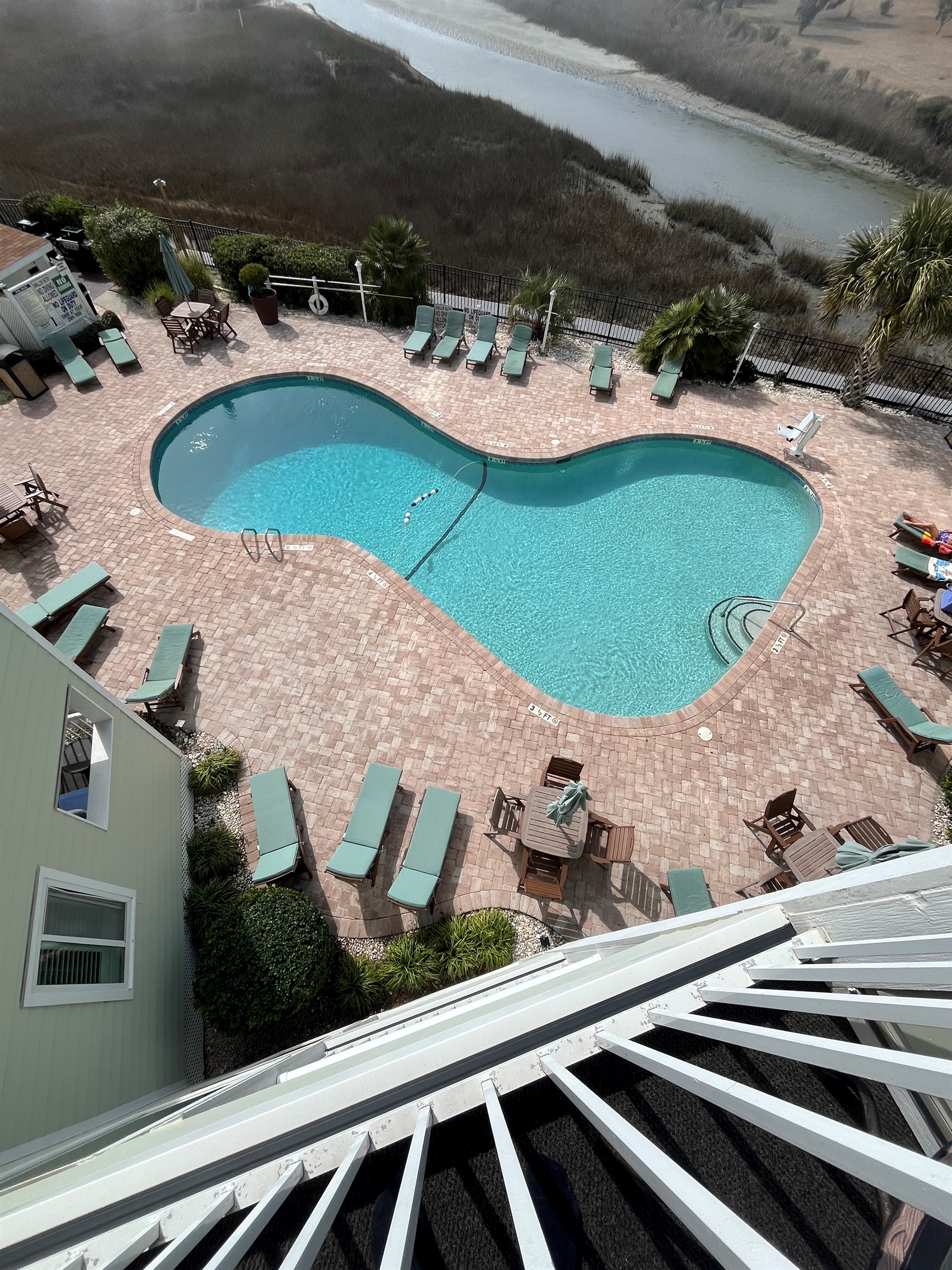Outdoor pool view from balcony