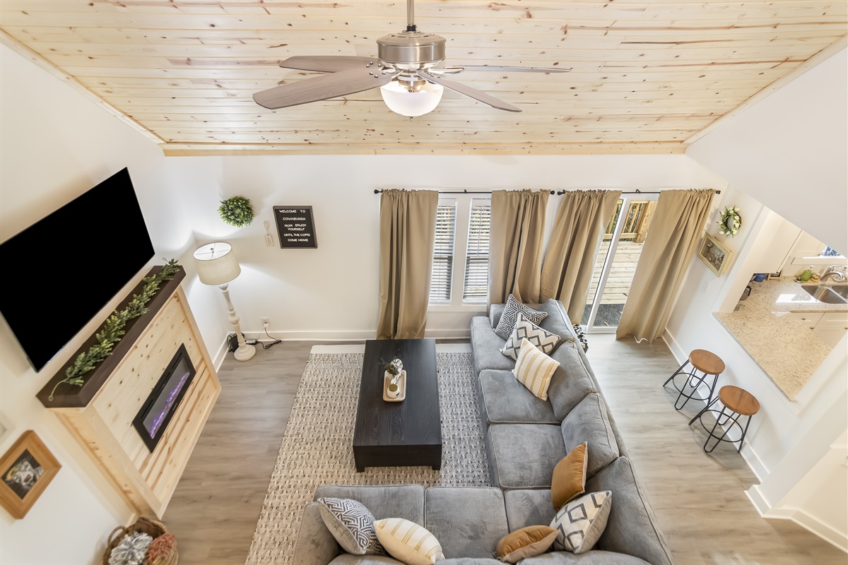 Aerial view of living room