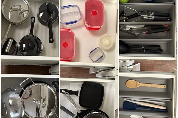 The drawers are fully stocked with all utensils, pots and pans you'll need (a few items missing from this shot, in the dishwasher!) Be assured, that everything that you need is here - to cook, bake, fry, BBQ or whatever you want to prepare.