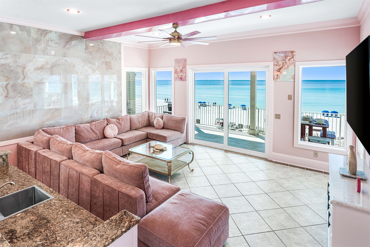 Beachfront Living Room | Second Floor | Expansive Gulf Views