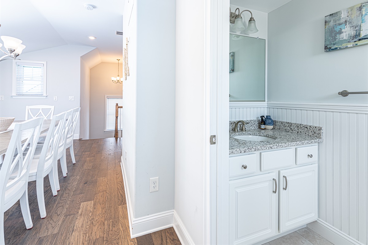 Half bath off dining area