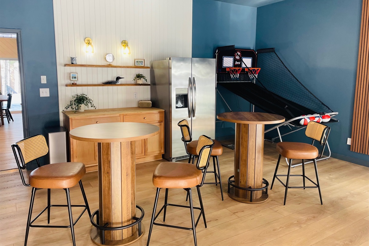 Extra full-size refrigerator and bar area