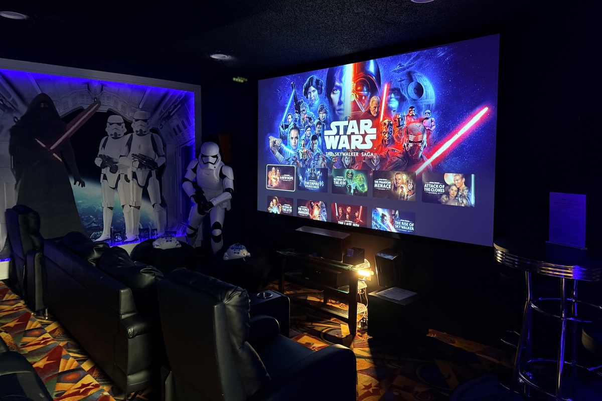 may the force be with you while you watch Star Wars movies in the 150” screen surround sound theater 