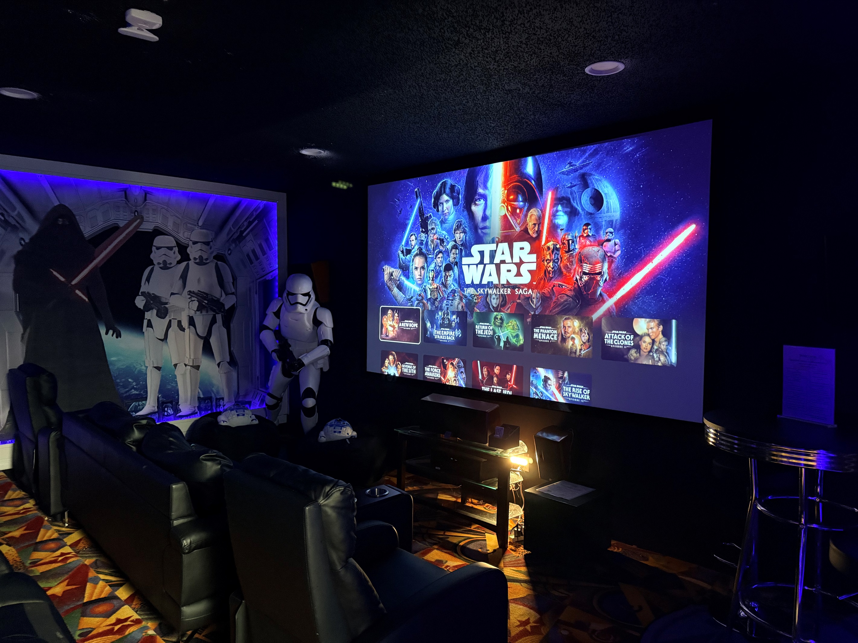 may the force be with you while you watch Star Wars movies in the 150” screen surround sound theater 
