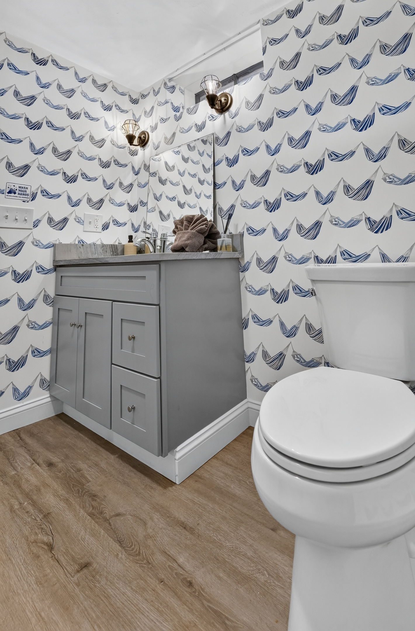 Modern full bathroom with a spacious walk-in shower and double vanity.