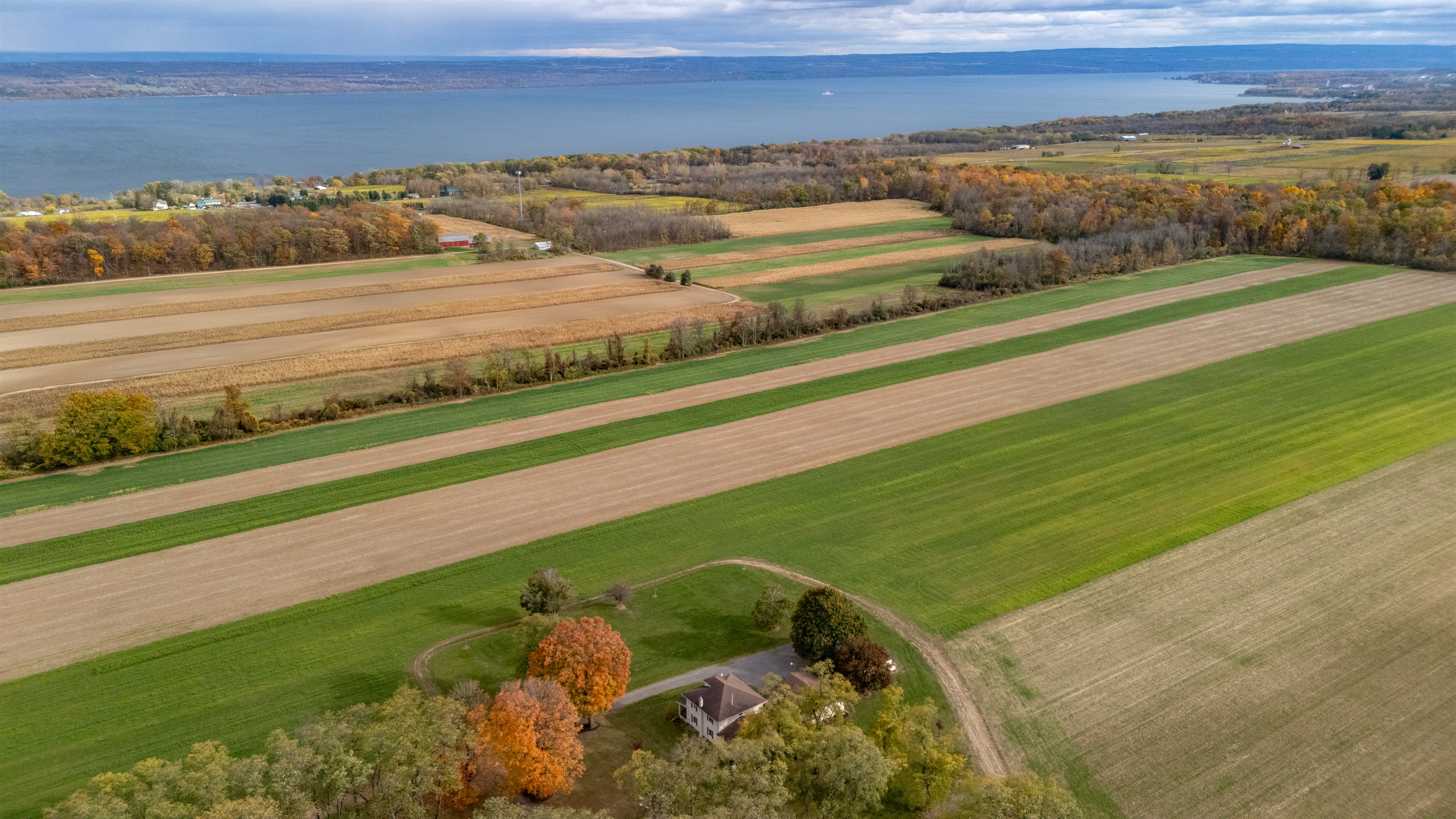 Breathtaking aerial view of the Finger Lakes countryside — pure serenity