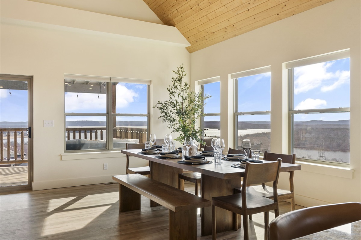 Dinner with a view from the upper level kitchen/dining