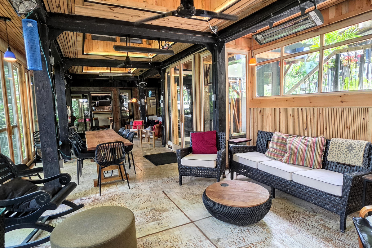 Veranda full length view; lots of places to sit, relax and socialize