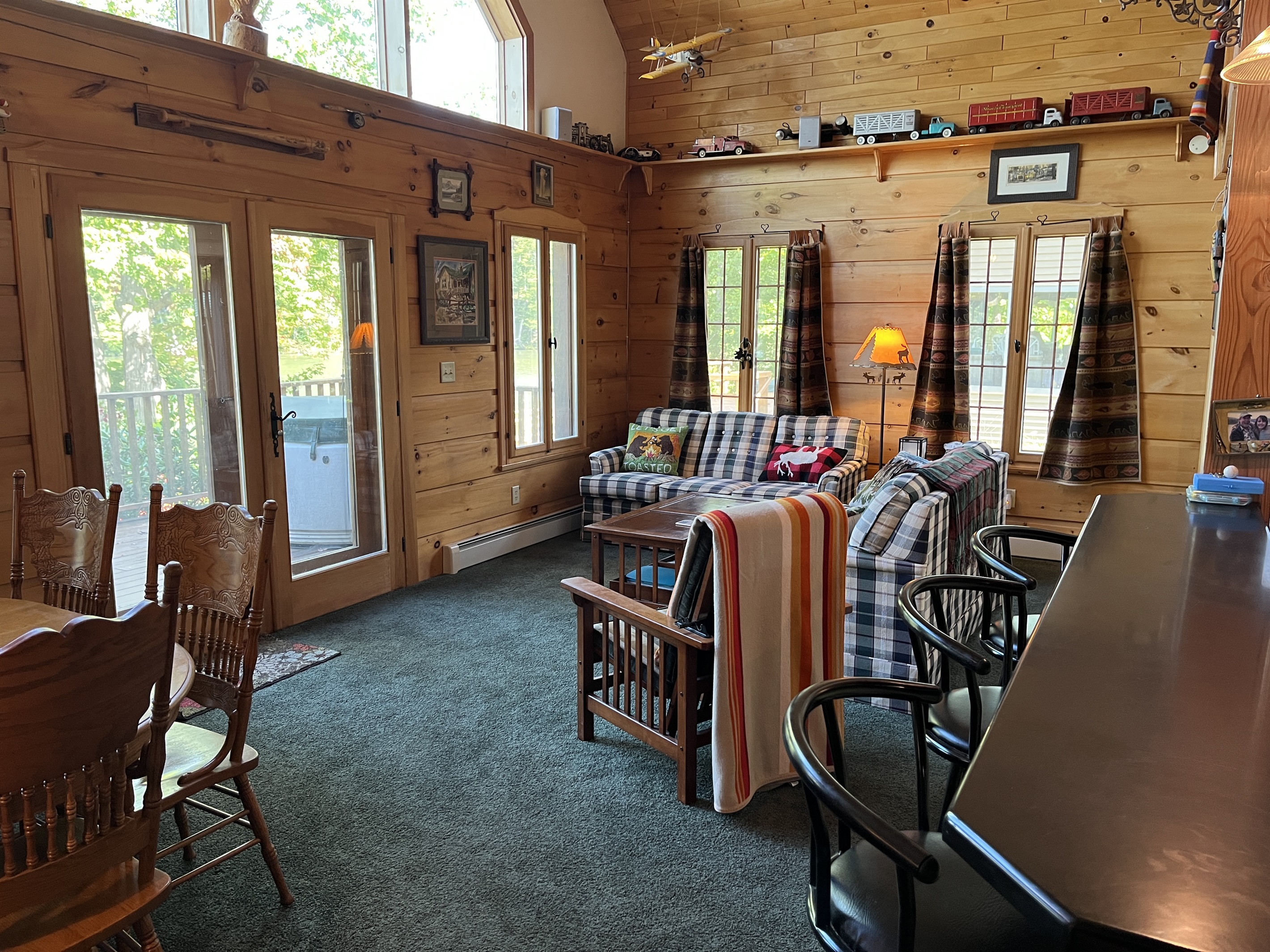 Living and dining area overlooking the water