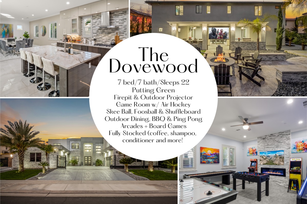 Welcome to Dovewood, a luxury 7-bedroom Fresno vacation rental designed for comfort, space, and style.