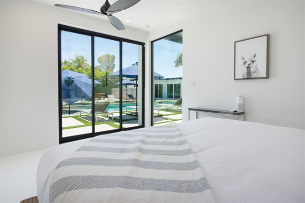 Second guest house with pocket doors and private entry to outdoor rain showers