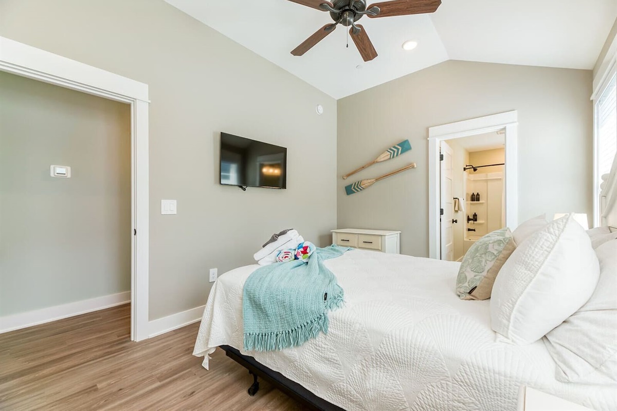 Thoughtfully furnished bedroom connected to the shared Jack-and-Jill bathroom.