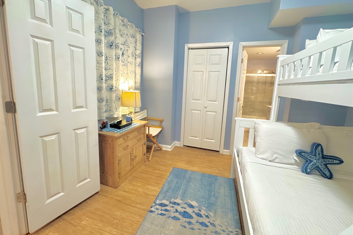 Bunk room adjoins it own private bath.