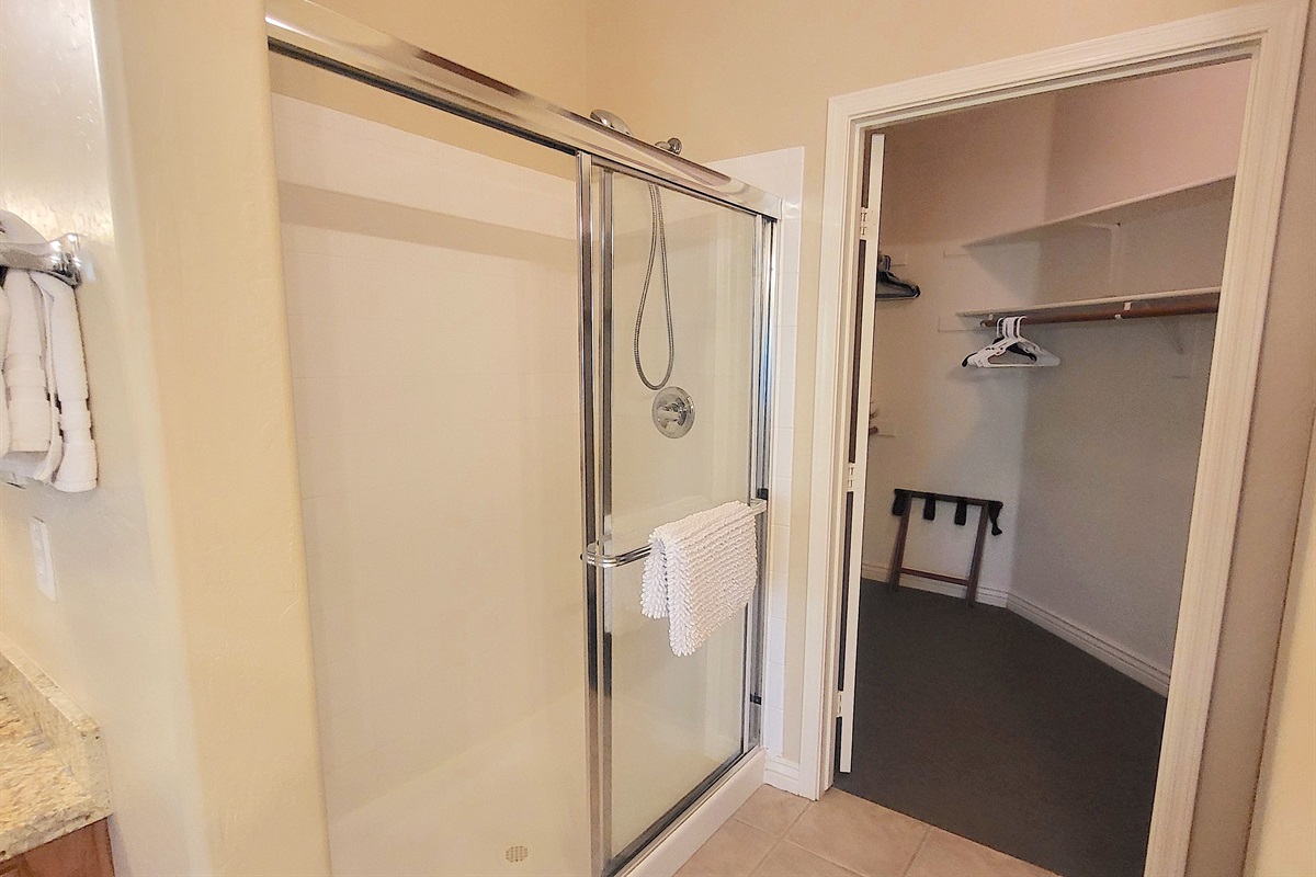 Master bathroom has a walk in shower