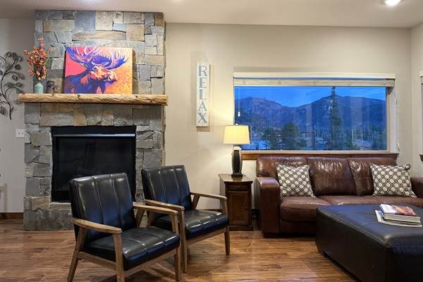 Gas Fireplace and Cozy Living Area