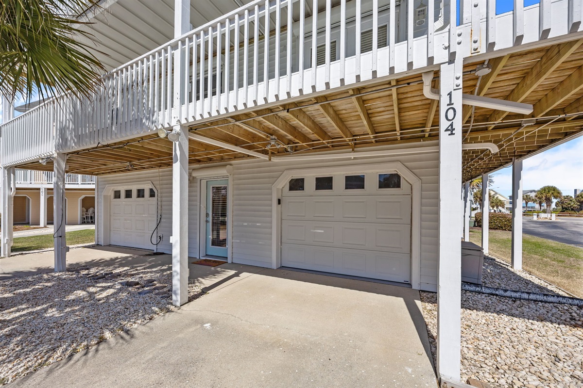 Covered parking and private entrance located on the ground level