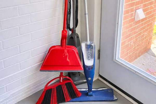You will always find a broom/ dustpan & vacuum located in the sunroom