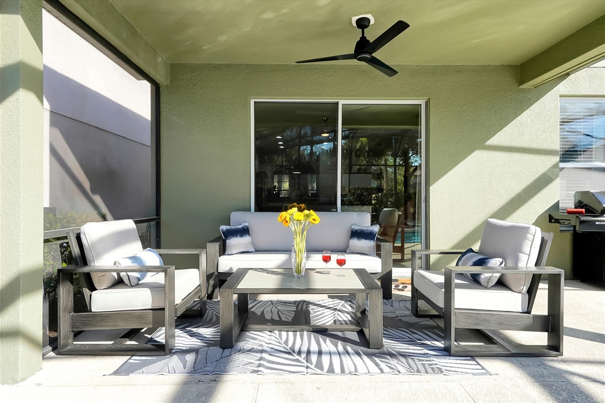 Take a break from the sun in our outdoor living room.
