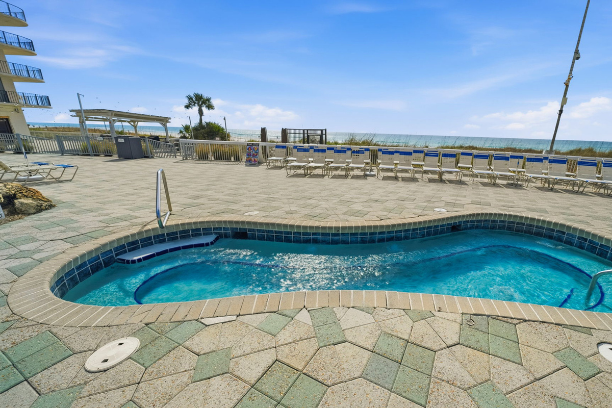 One of four beachfront hot tubs