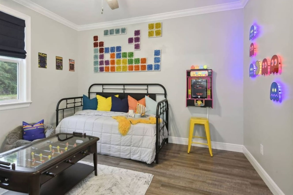 Super fun room for the kiddos with a trundle bed for sleepovers galore!