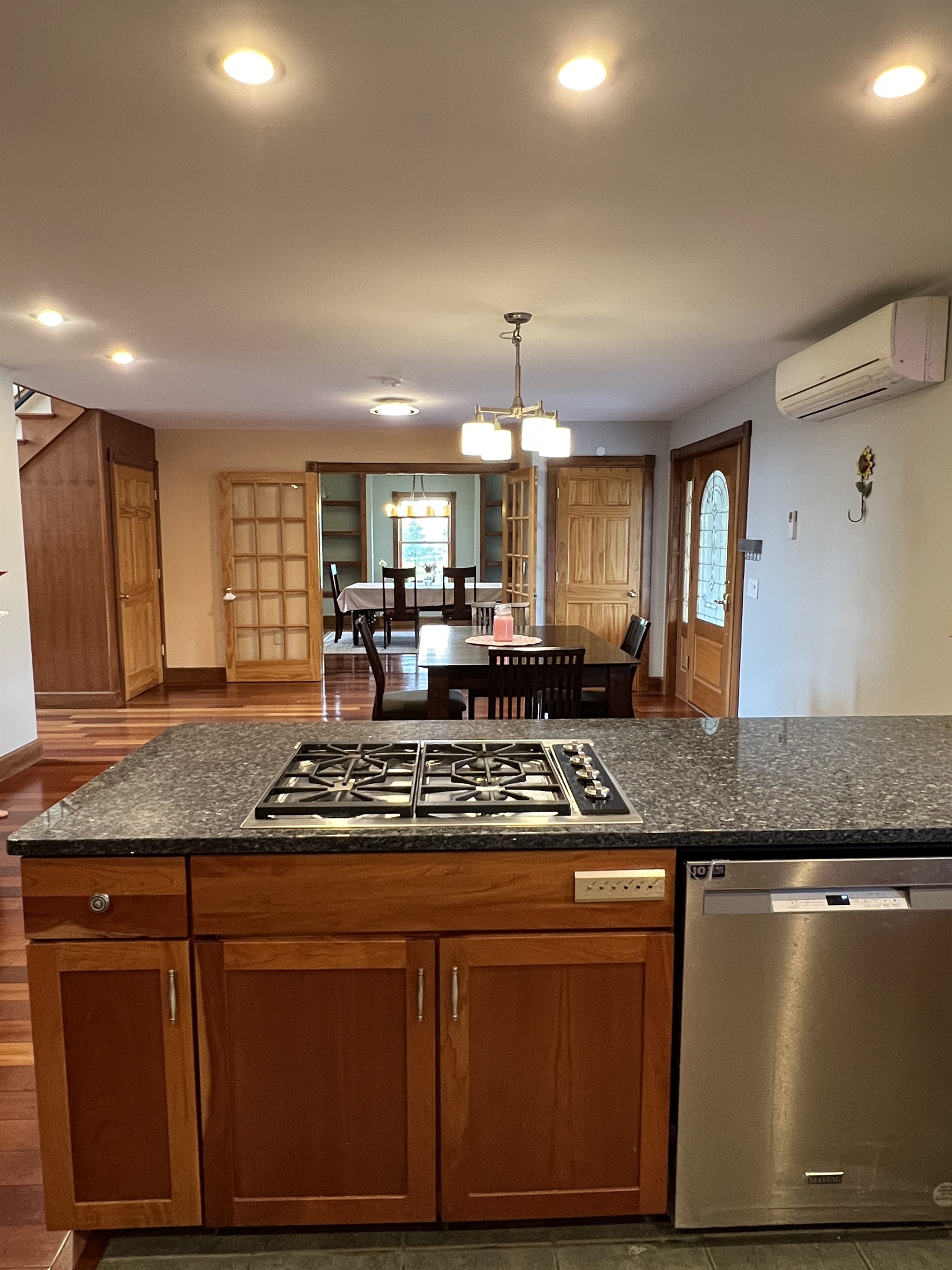Kitchen and dining room beyond