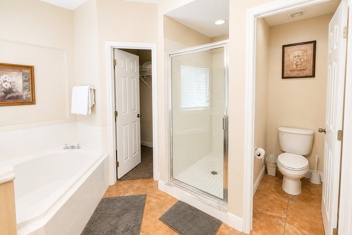 Master Bath with Soaker Tub, Walk in Shower, Walk In closet and Toilet room