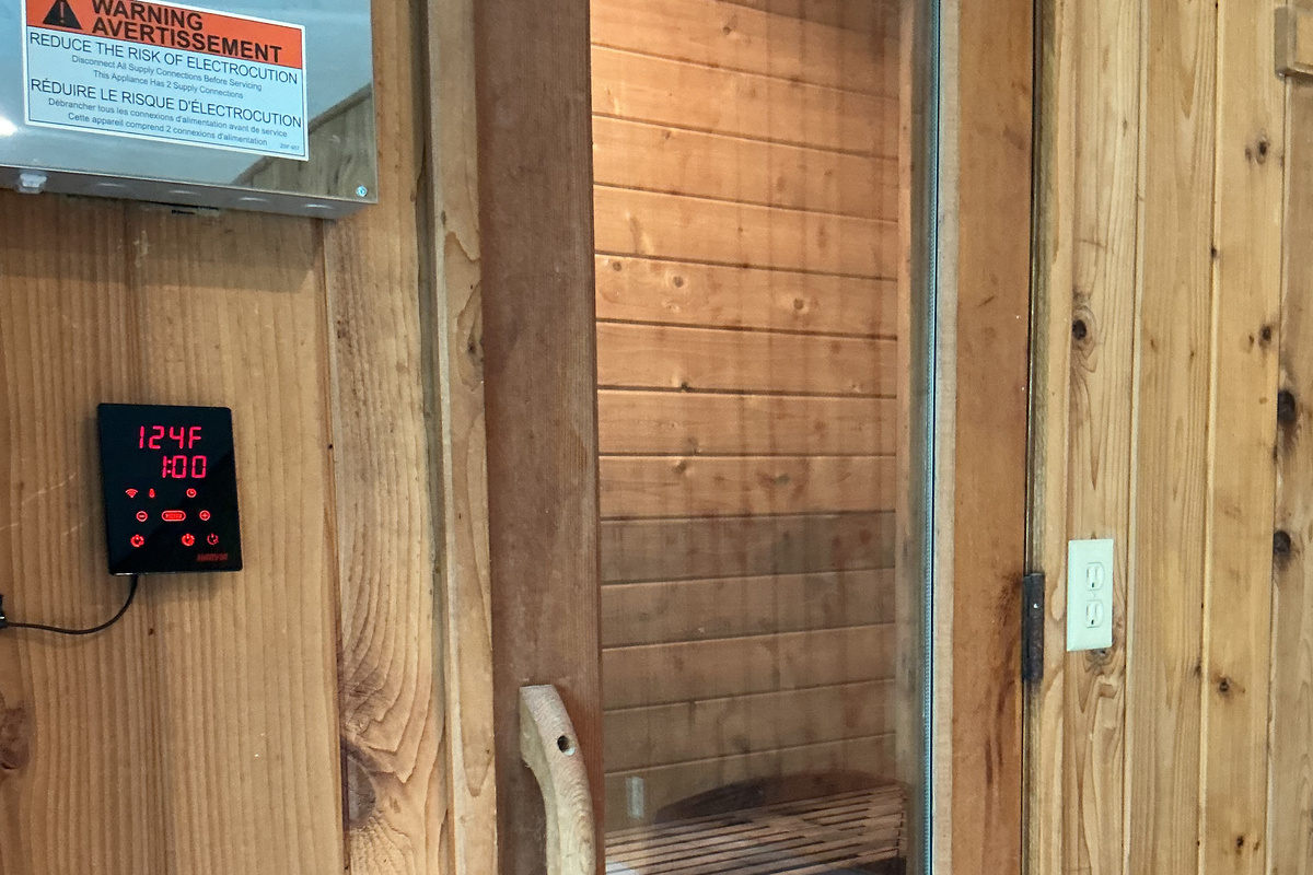 Sauna exterior with digital controls