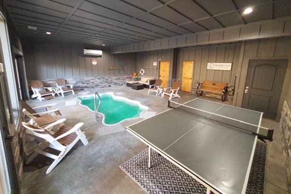 Lot's of seating in the pool room.