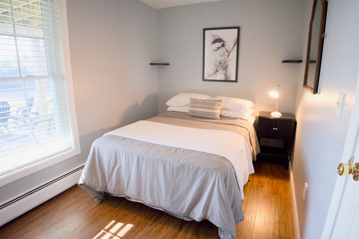 A basement bedroom; D bed