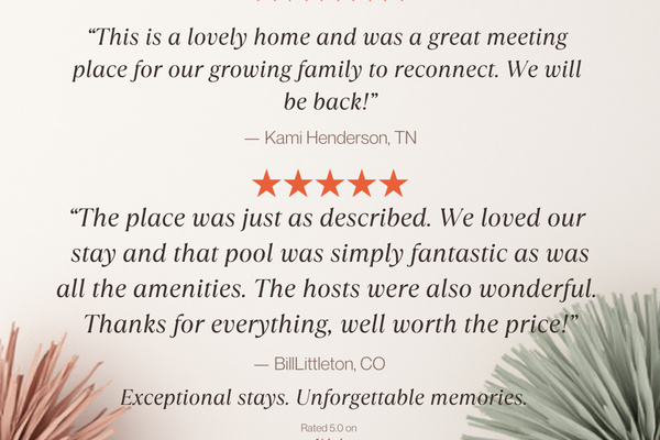 5-star reviews from previous bookings.