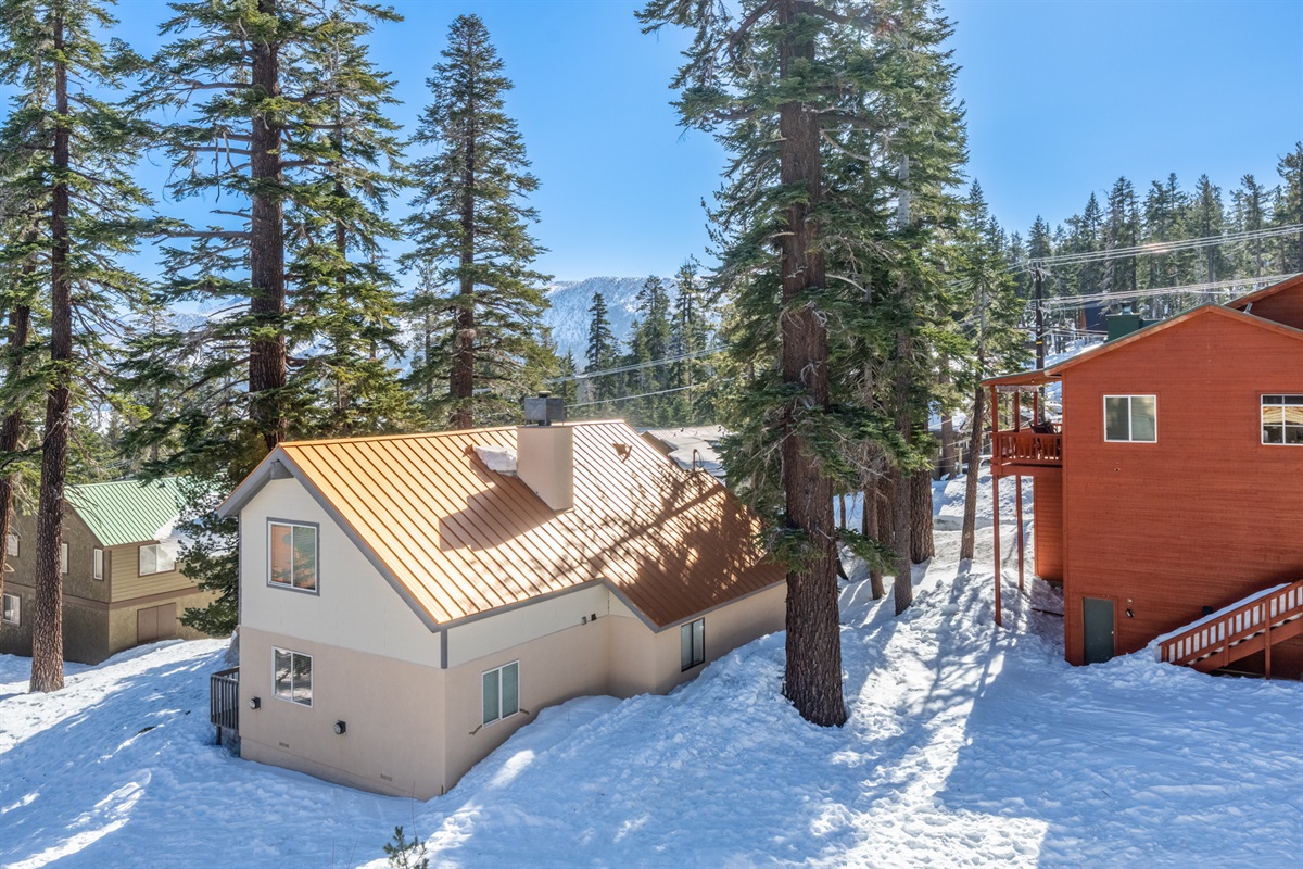 Back garden perfect for sledding and snow play