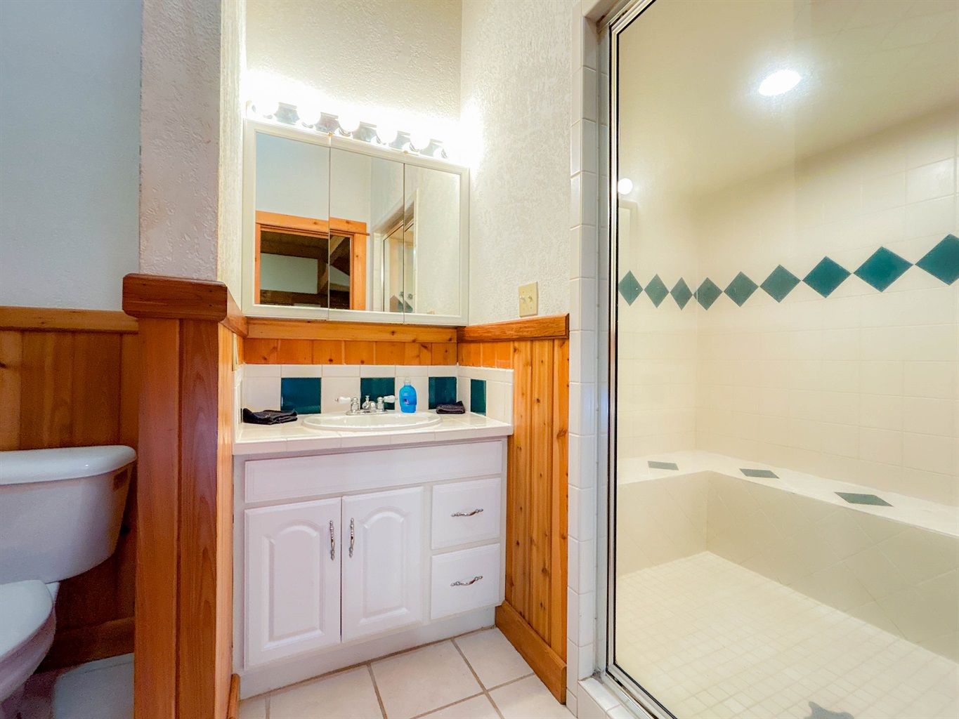 Full bathroom compete with an extra large steam shower!