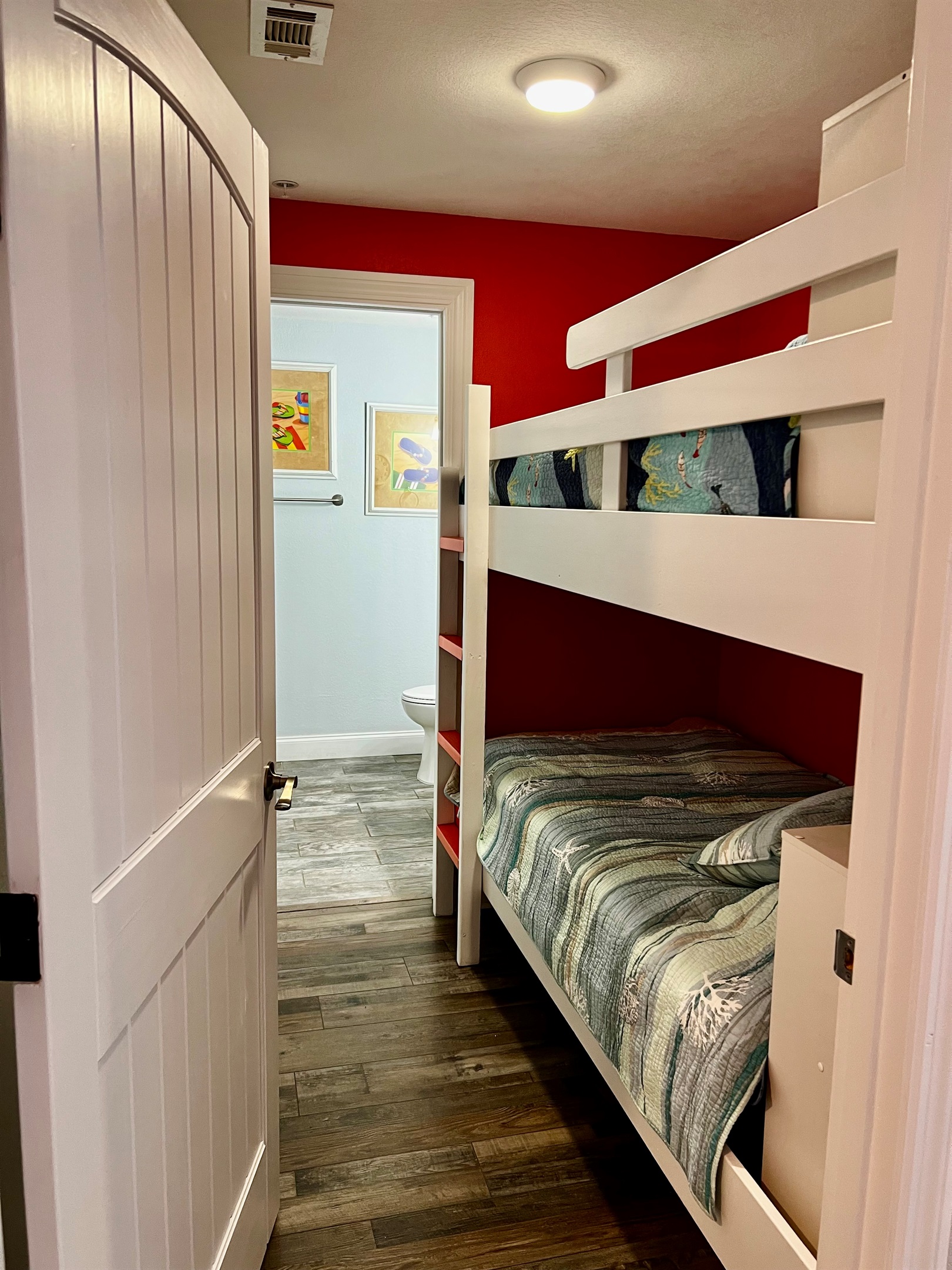 Bunk bedroom- privacy door. And 3rd bathroom right next to them