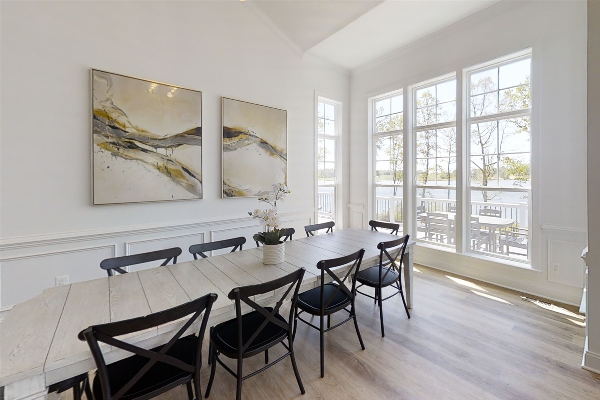 Dining area with lake views