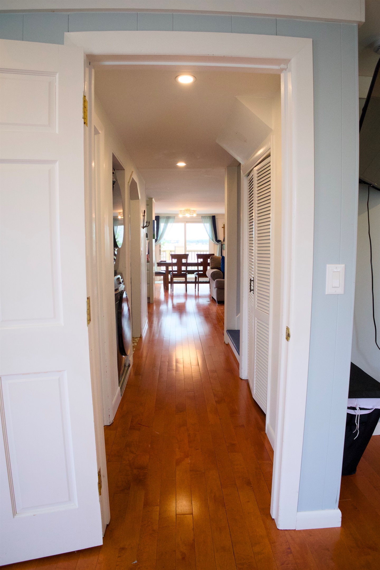Lay of the land from main floor bedroom to slider door