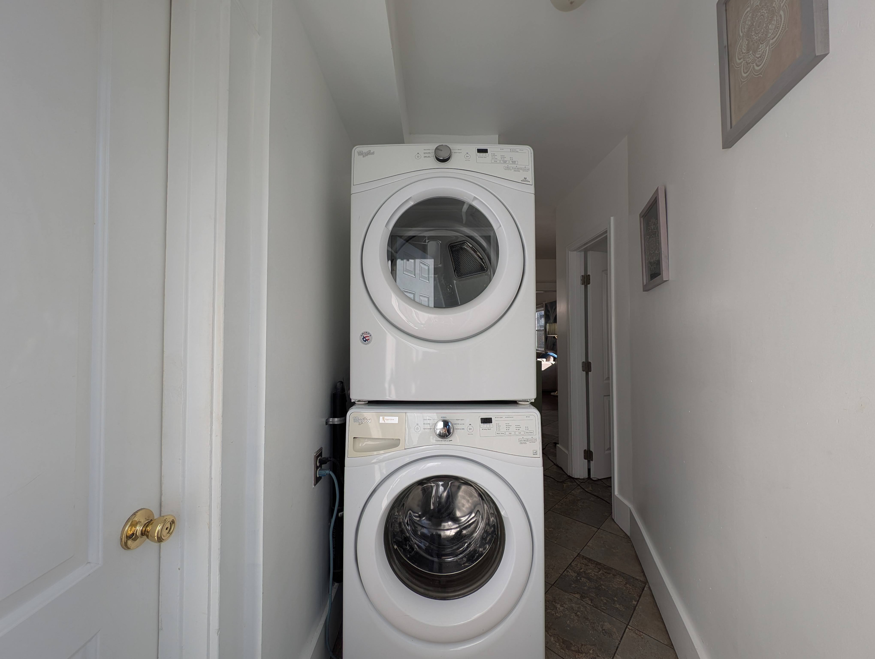 In-unit washer and dryer for added convenience.