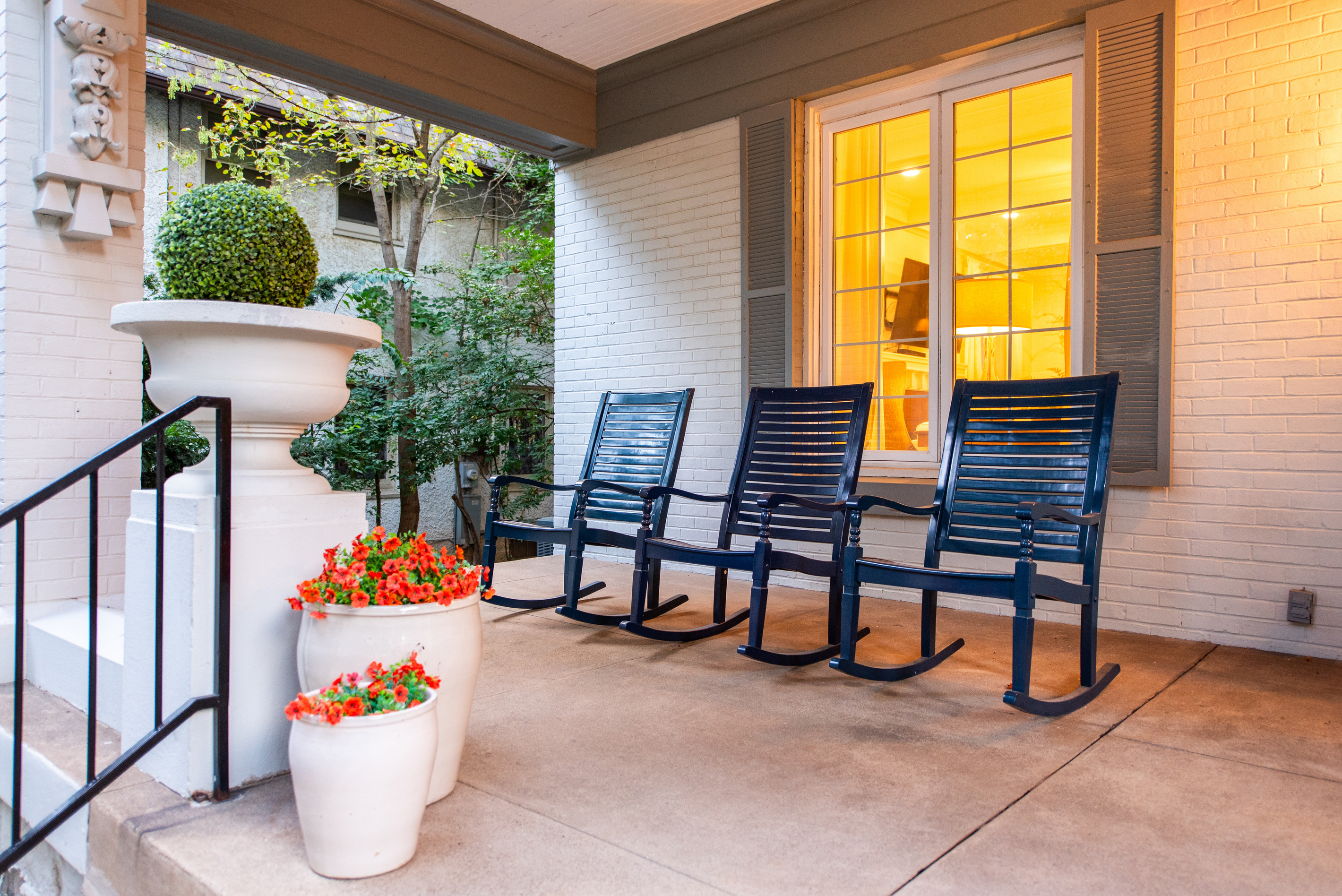 Front Porch with Rocking Chairs ~ 100+ Year Old Trees