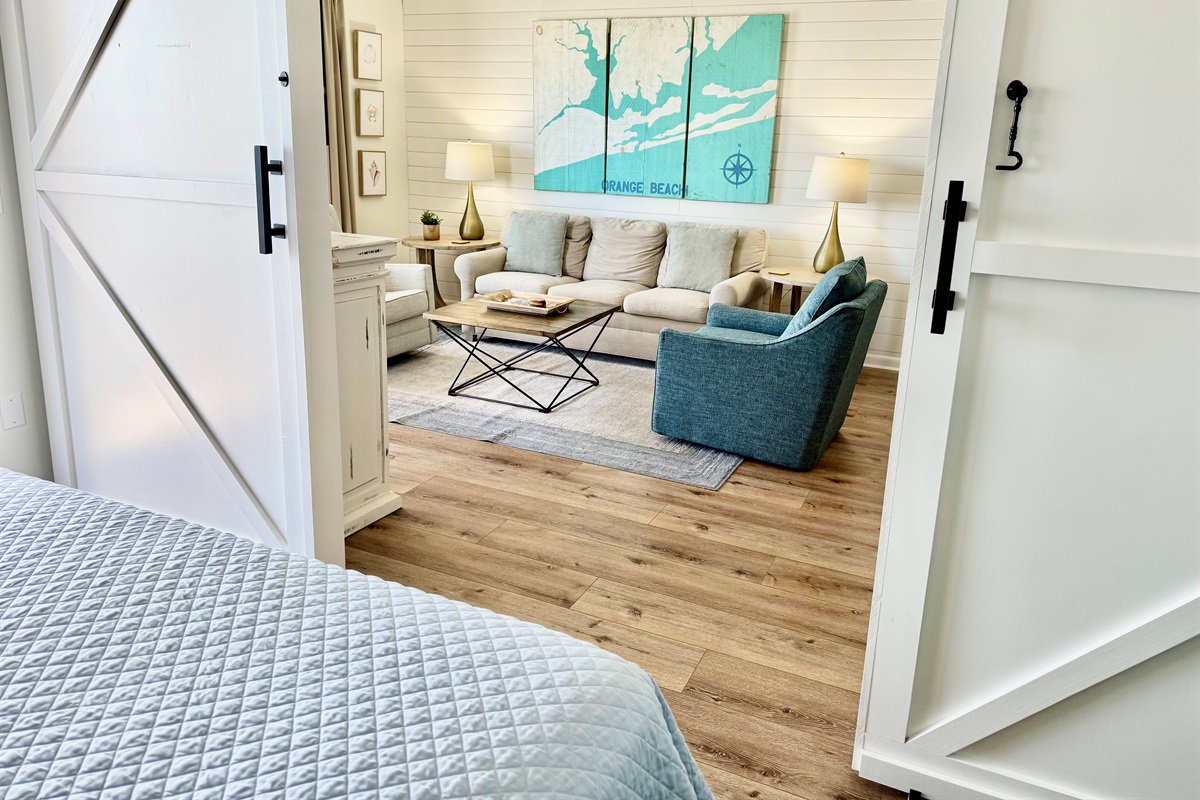 Modern barn doors in our master bedroom.