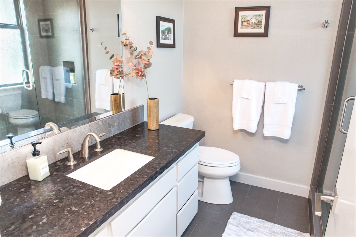 Pines by the sea ensuite bathroom with walk in shower