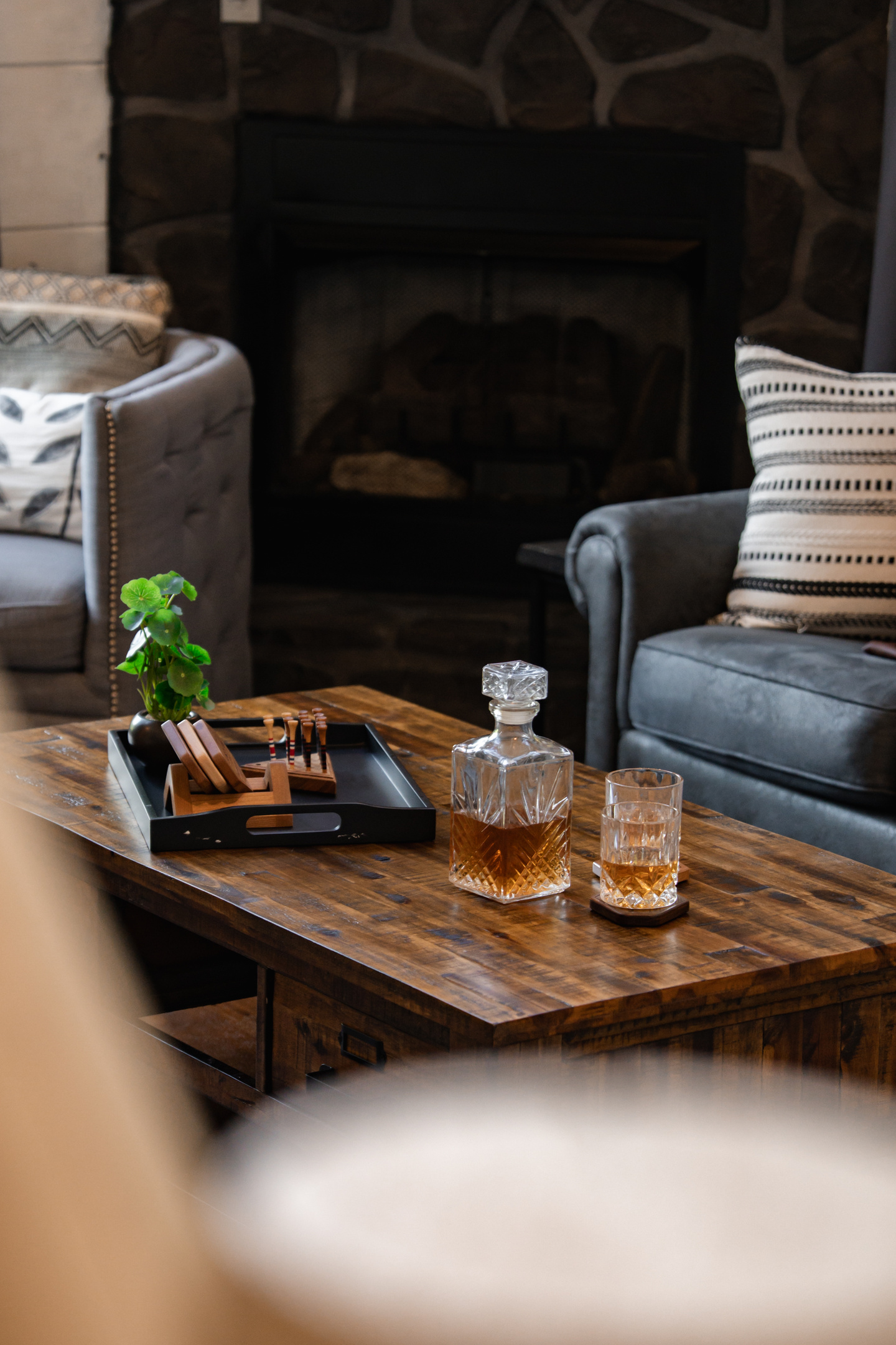 Night cap in the living room.