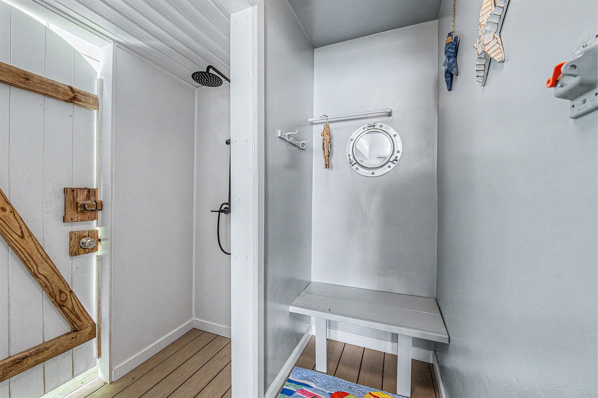Renovated outdoor cabana shower