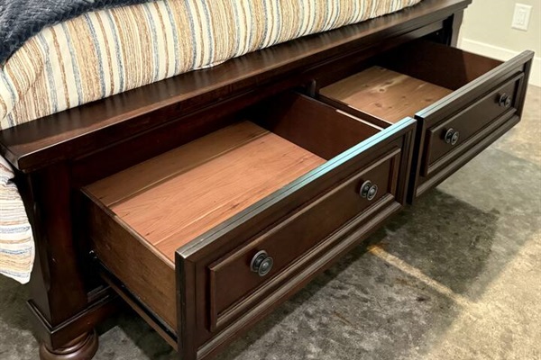 Cedar-lined drawing at the foot of the bed.