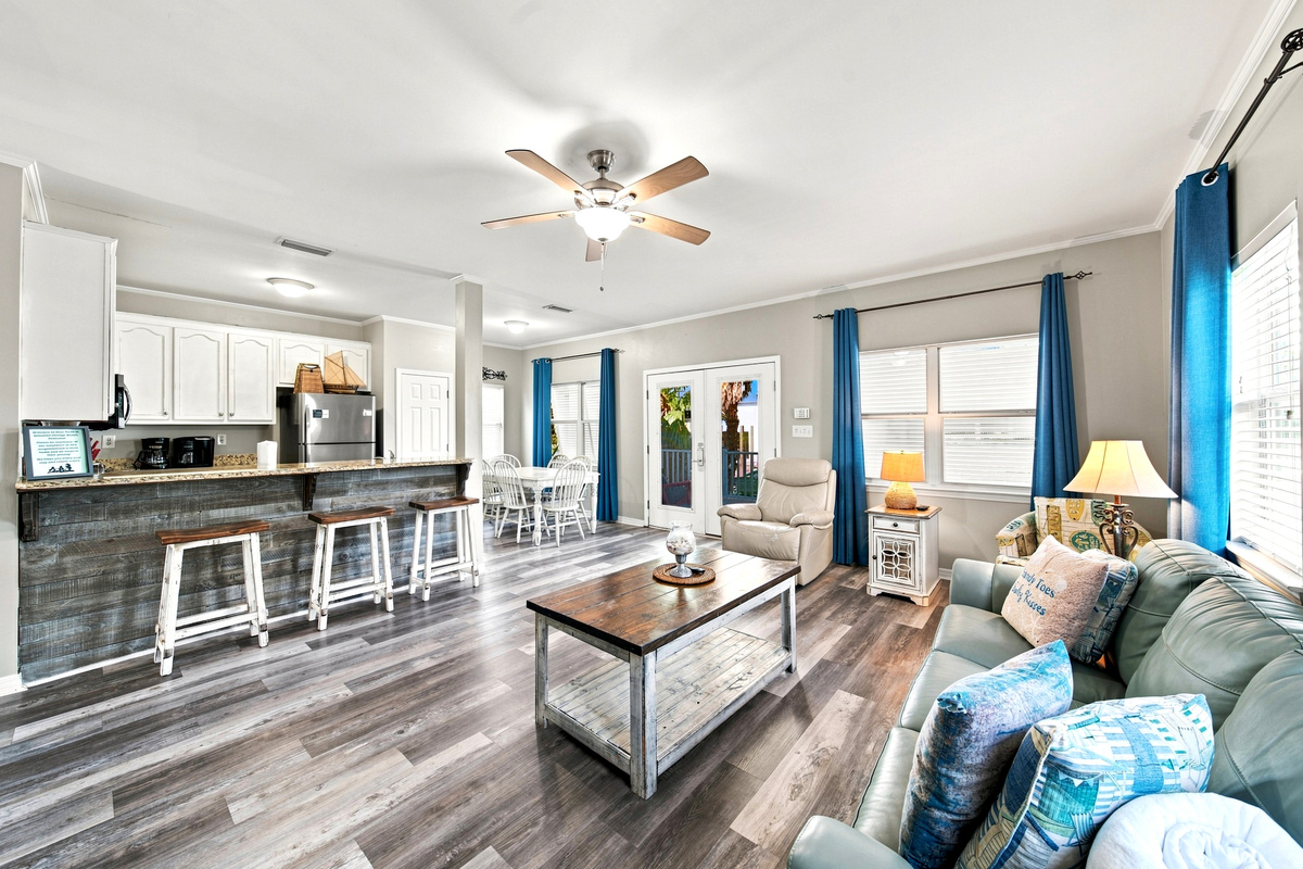 The open-concept living and kitchen area keeps everyone connected, whether you're cooking, relaxing, or catching up on the game.