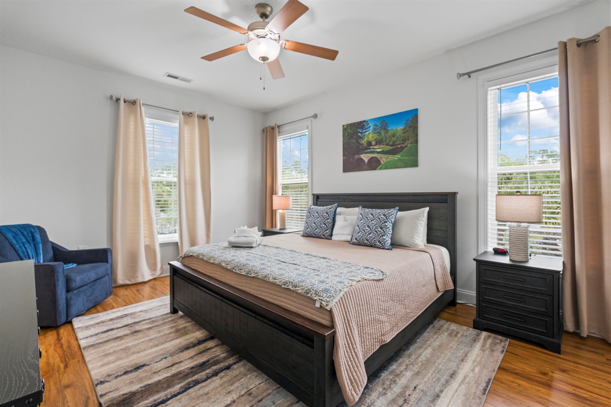 The August Room - the Primary bedroom is large with a king bed and ensuite bathroom