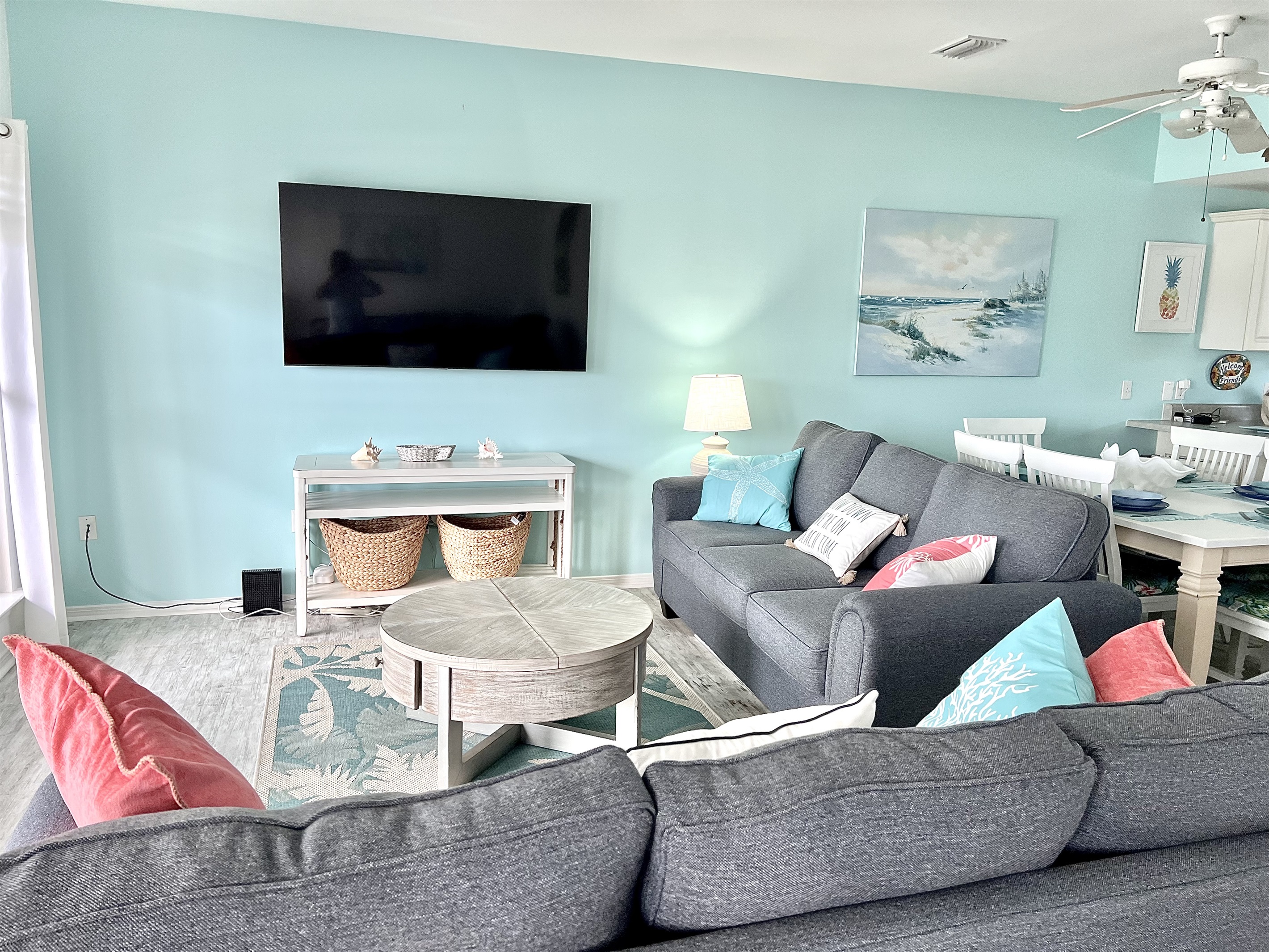 brand new living room furniture including 65 inch smart tv.