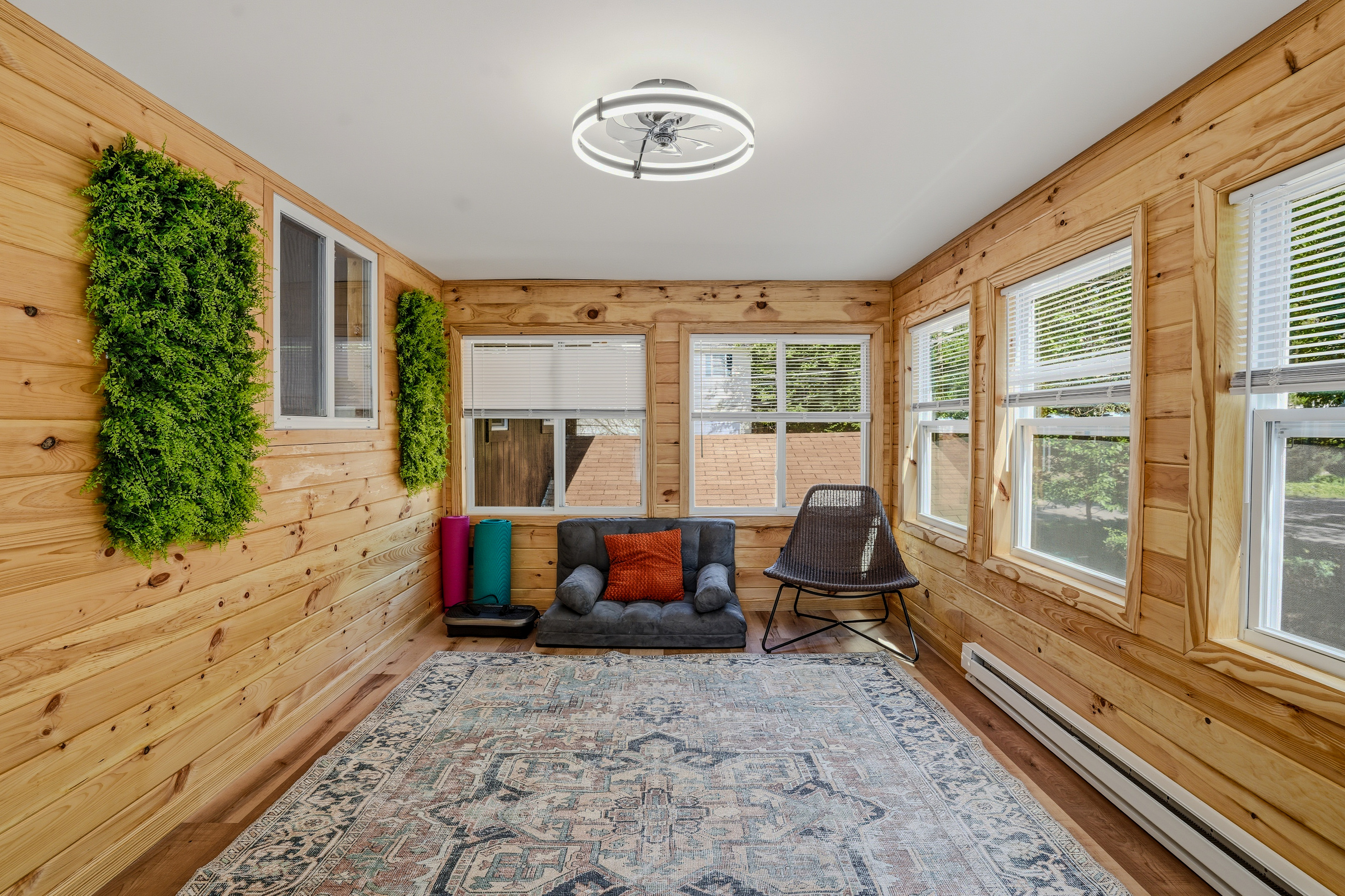 Upstairs Sunroom/Yoga Room with bright natural light and lake view