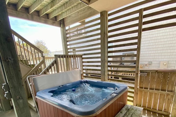 Relax with drinks at the tiki bar or soak in the hot tub.