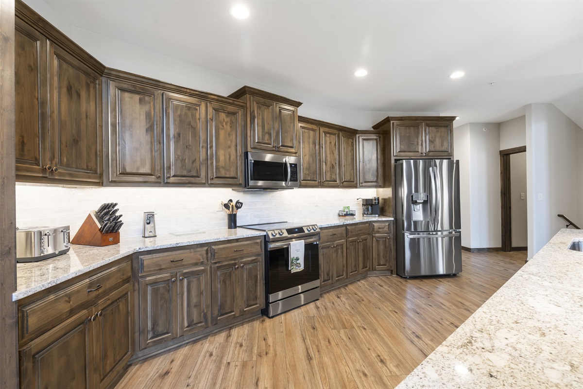 Fully stocked kitchen for your cooking needs